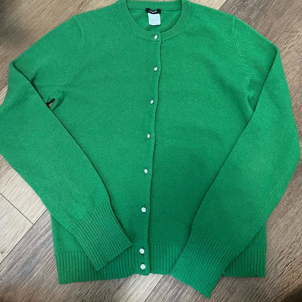 J.Crew Wool / Cashmere Cardigan Kelly Green Small
